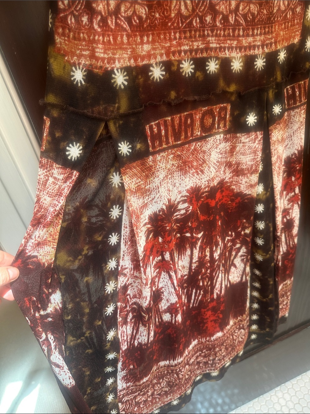 Vintage SS 2000 Jean Paul Gaultier Hiva Oa Palm Tree Mesh Maxi Dress Authentic - Picture 6 of 9